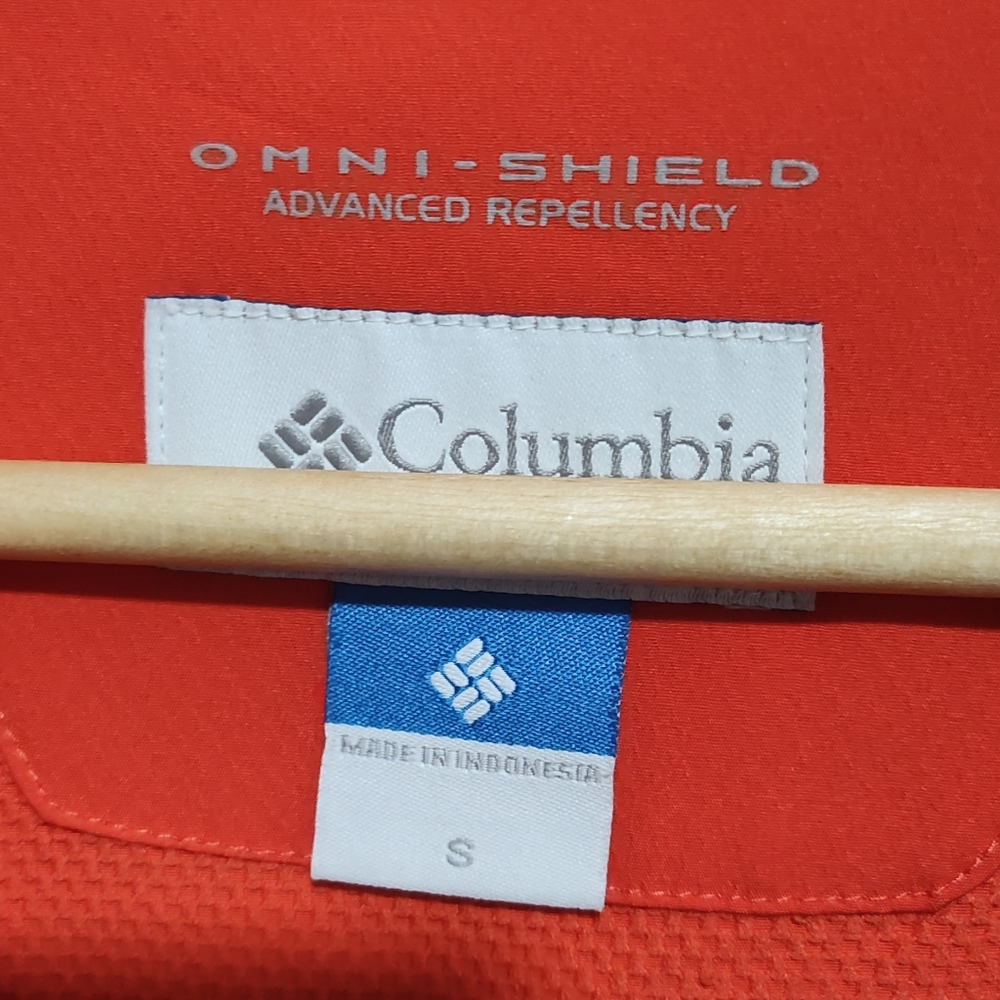 Columbia Women's Small Jacket Omni Shield Advanced Repellency Orange W/Blue Trim - Picture 9 of 11